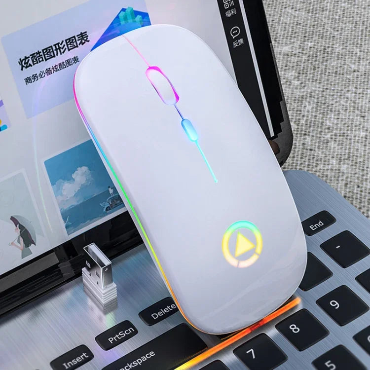 YINDIAO A2 2,4 GHz 1600 DPI 3-Modus Einstellbare RGB-Beleuchtung Wiederaufladbare Kabellose Leise Maus, Wiederaufladbare Version