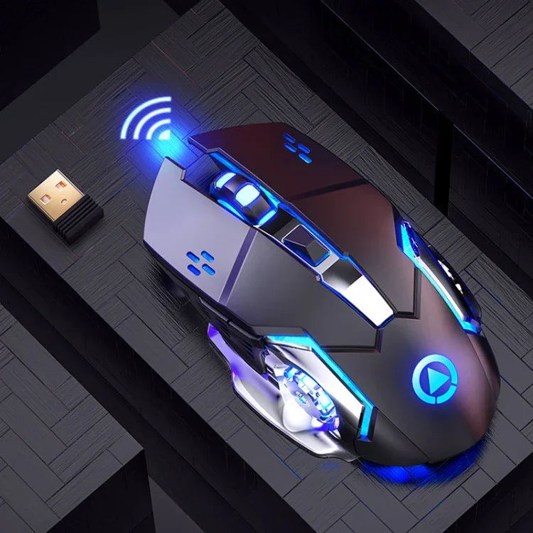 YINDIAO A4 2,4 GHz 1600 DPI 3-Modus Einstellbare Wiederaufladbare Leise Kabellose Gaming-Maus (Grau-Silber), Schwarz-Silber