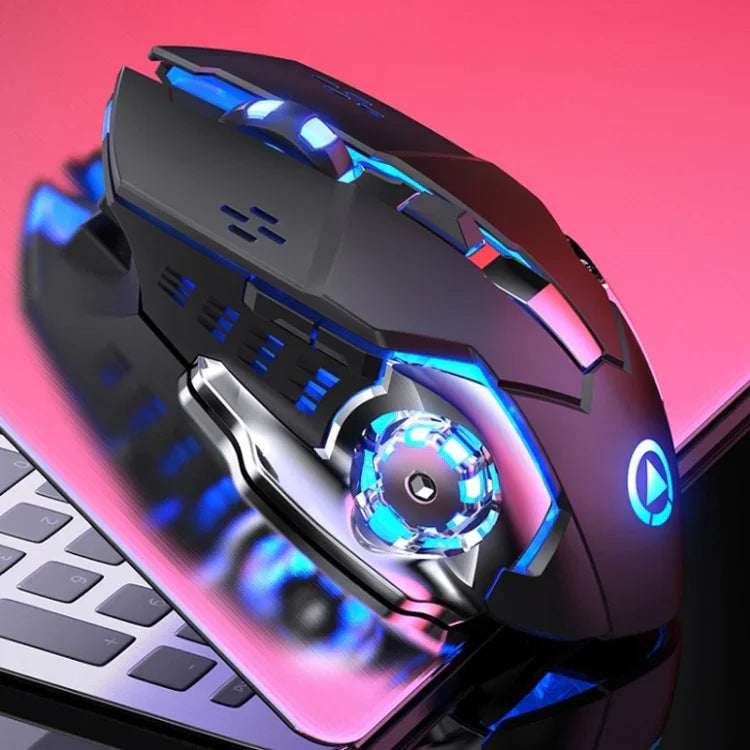 YINDIAO A4 2,4 GHz 1600 DPI 3-Modus Einstellbare Wiederaufladbare Leise Kabellose Gaming-Maus (Grau-Silber), Schwarz-Silber