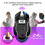 YINDIAO A4 2,4 GHz 1600 DPI 3-Modus Einstellbare Wiederaufladbare Leise Kabellose Gaming-Maus (Grau-Silber), Schwarz-Silber