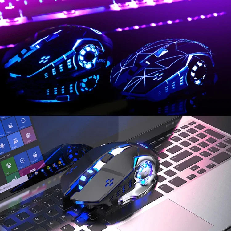 YINDIAO A4 2,4 GHz 1600 DPI 3-Modus Einstellbare Wiederaufladbare Leise Kabellose Gaming-Maus (Grau-Silber), Schwarz-Silber