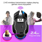 YINDIAO A4 2,4GHz 1600DPI 3-Modi Einstellbare Wiederaufladbare Kabellose Stille Gaming Maus (Star Schwarz), Star Schwarz