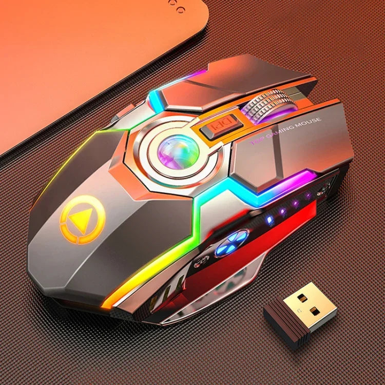 YINDIAO A5 2,4 GHz 1600 DPI Kabellose, leise Gaming-Maus mit 3 Modi, einstellbarer RGB-Beleuchtung, wiederaufladbar
