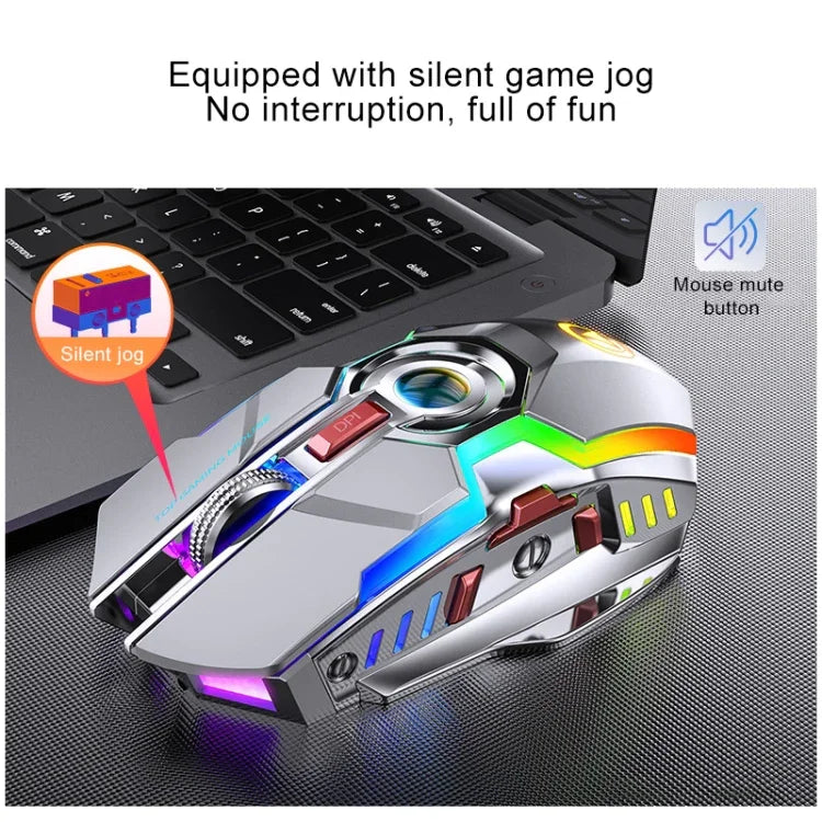 YINDIAO A5 2,4 GHz 1600 DPI Kabellose, leise Gaming-Maus mit 3 Modi, einstellbarer RGB-Beleuchtung, wiederaufladbar