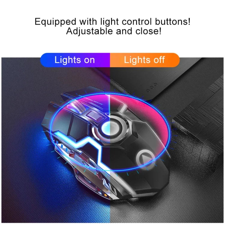 YINDIAO A5 2,4 GHz 1600 DPI Kabellose, leise Gaming-Maus mit 3 Modi, einstellbarer RGB-Beleuchtung, wiederaufladbar