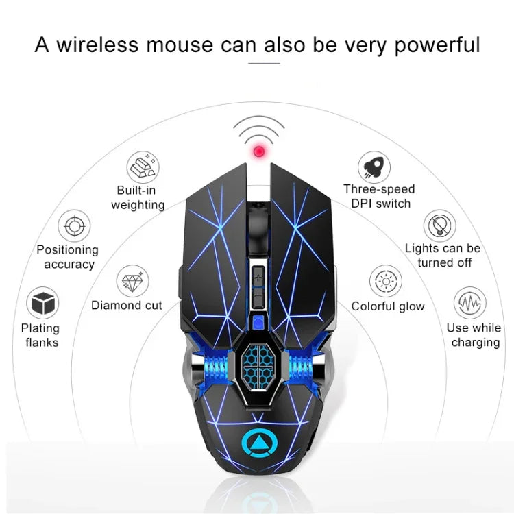 YINDIAO A7 2,4 GHz 1600 DPI 3 Modi Einstellbare 7 Tasten Wiederaufladbare RGB-Beleuchtung Kabellose Leise Gaming-Maus