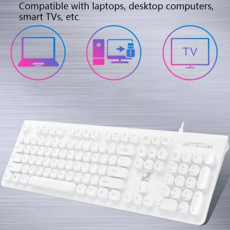 ZGB S500 USB-Kabeltastatur mit runden Tasten, runde Tasten (Schwarz), runde Tasten (Weiß)