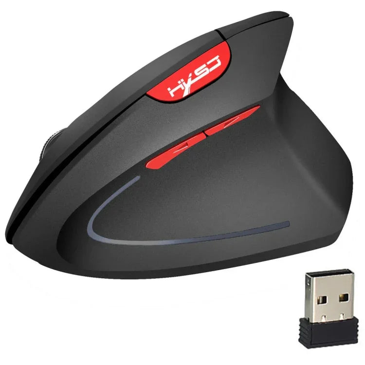 HXSJ T24 6-Tasten-Funkmaus (2400 DPI, 2,4 GHz) mit USB-Empfänger, 6 Tasten, Schwarz/Grau