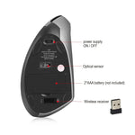 HXSJ T24 6-Tasten-Funkmaus (2400 DPI, 2,4 GHz) mit USB-Empfänger, 6 Tasten, Schwarz/Grau