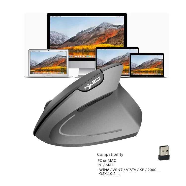HXSJ T24 6-Tasten-Funkmaus (2400 DPI, 2,4 GHz) mit USB-Empfänger, 6 Tasten, Schwarz/Grau