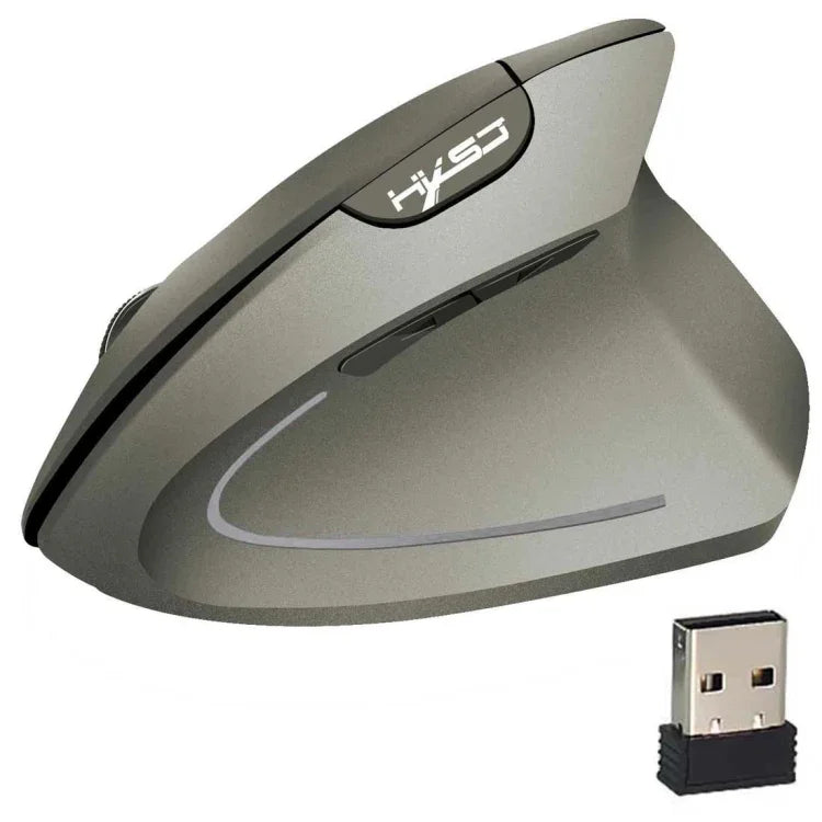 HXSJ T24 6-Tasten-Funkmaus (2400 DPI, 2,4 GHz) mit USB-Empfänger, 6 Tasten, Schwarz/Grau