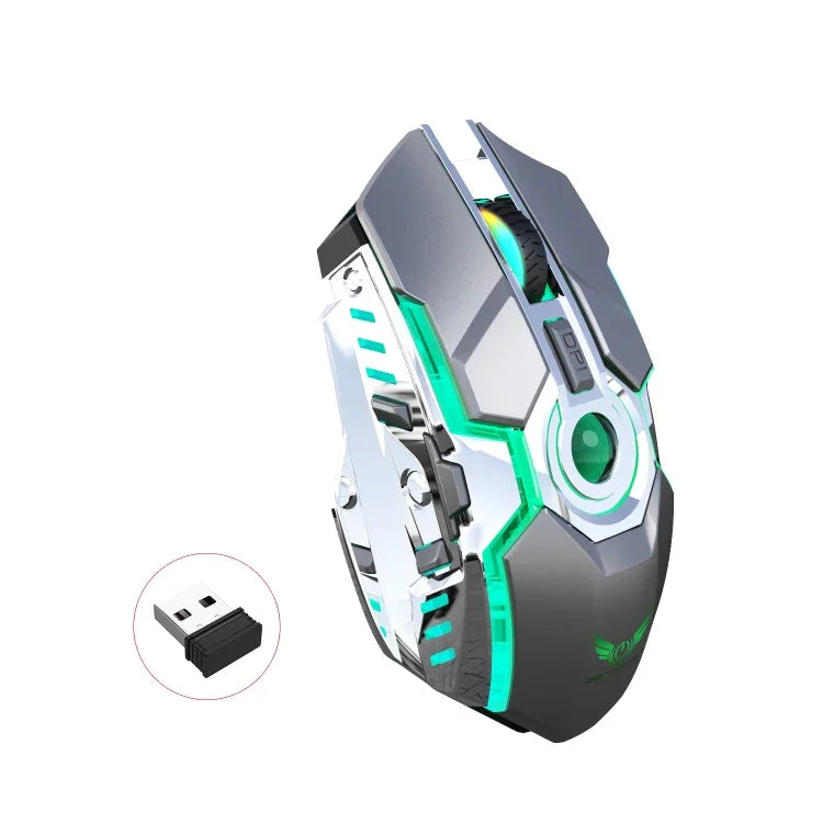 ZERODATE T30 2,4 GHz 2400 DPI Kabellose optische Maus mit drei Geschwindigkeitsstufen, einstellbarer RGB-Hintergrundbeleuchtung, Weiß