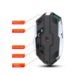 ZERODATE T30 2,4 GHz 2400 DPI Kabellose optische Maus mit drei Geschwindigkeitsstufen, einstellbarer RGB-Hintergrundbeleuchtung, Weiß