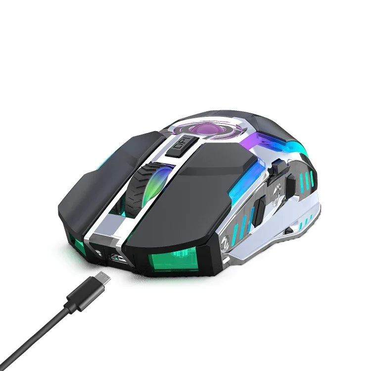 ZERODATE T30 2,4 GHz 2400 DPI Kabellose optische Maus mit drei Geschwindigkeitsstufen, einstellbarer RGB-Hintergrundbeleuchtung, Weiß