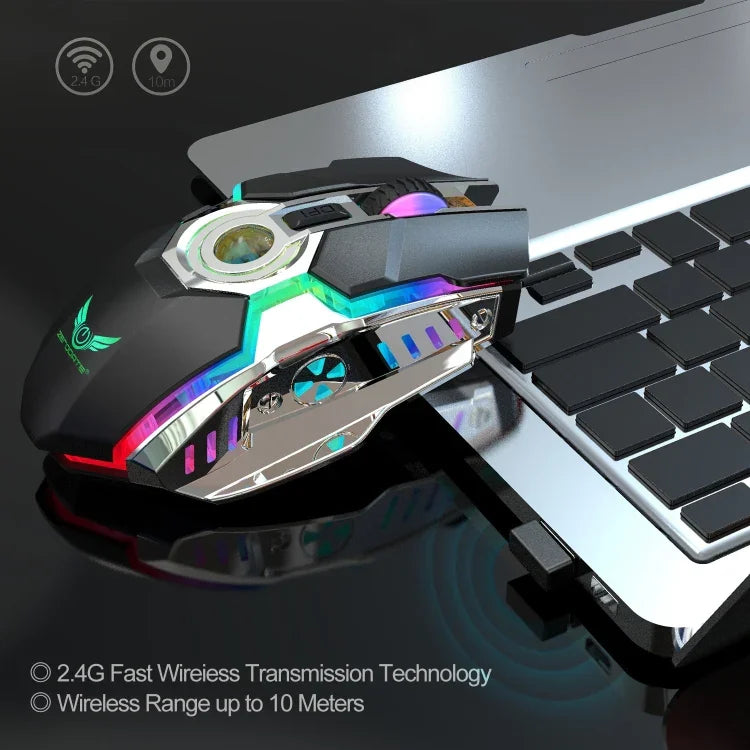 ZERODATE T30 2,4 GHz 2400 DPI Kabellose optische Maus mit drei Geschwindigkeitsstufen, einstellbarer RGB-Hintergrundbeleuchtung, Weiß