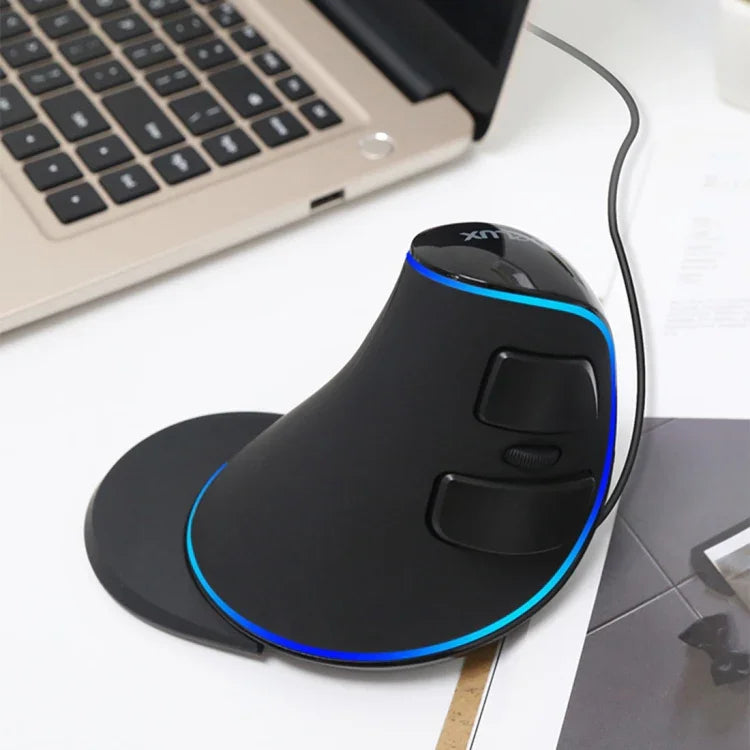DELUX M618 Plus Kabelgebundene optische Maus (blaue Version), ergonomische Vertikalmaus, 1600 DPI