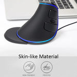 DELUX M618 Plus Wired Blue Version Optical Mouse Ergonomic Vertical Mouse 1600DPI, 1600DPI Wired