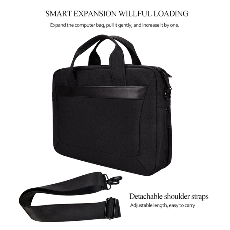 DJ06 Oxford-Stoff Wasserdichte Verschleißfeste Tragbare Erweiterbare Laptoptasche für 15,6 Zoll Laptops, mit abnehmbarem Schultergurt, 15,6 Zoll
