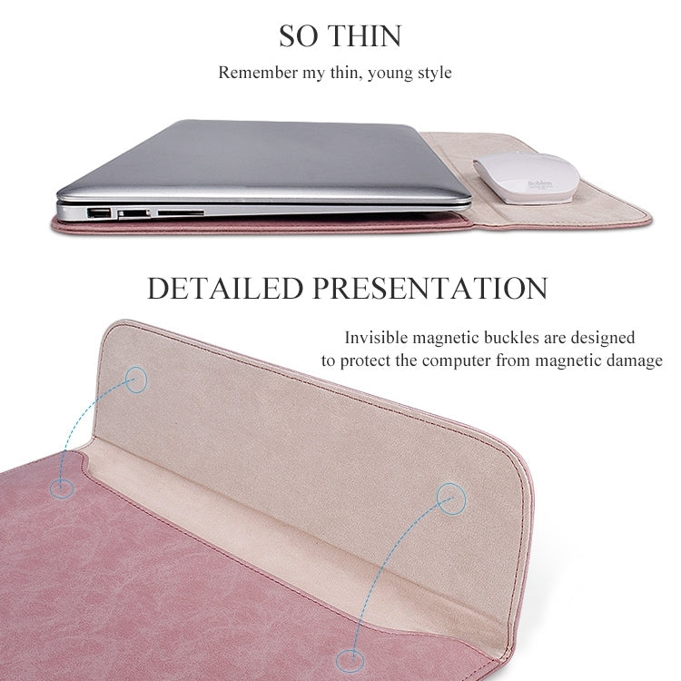 PU01S PU-Leder Horizontale Unsichtbare Magnetverschluss Laptop-Innentasche für 13,3 Zoll Laptops, 13,3 Zoll
