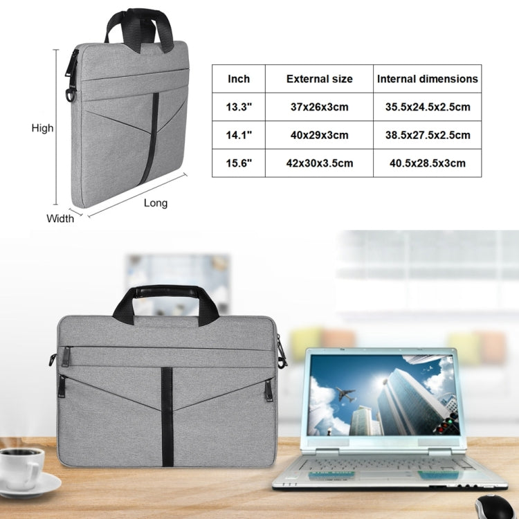 14,1 Zoll atmungsaktive, verschleißfeste modische Business-Schulter-Handtasche mit Reißverschluss für Laptop mit Schultergurt, 14,1 Zoll