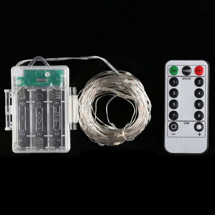 50 LEDs 3 x AA Batteriebox Lichterkette Dekorative Leuchte mit Fernbedienung, DC 5V, Buntes Licht/Fernbedienung, Weißes Licht/Fernbedienung, Warmweiß/Fernbedienung