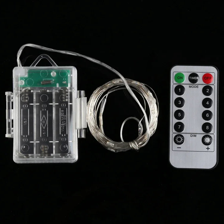 50 LEDs 3 x AA Batteriebox Lichterkette Dekorative Leuchte mit Fernbedienung, DC 5V, Buntes Licht/Fernbedienung, Weißes Licht/Fernbedienung, Warmweiß/Fernbedienung