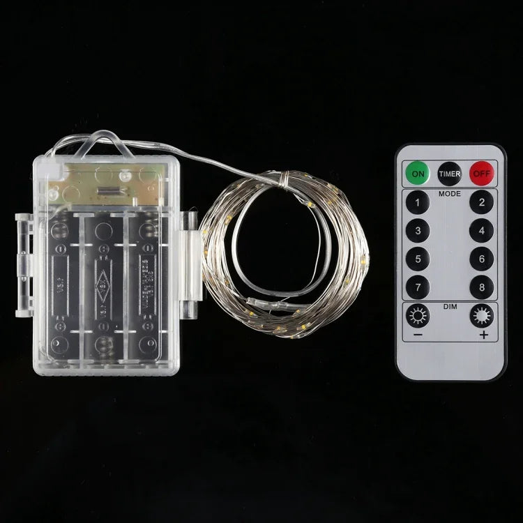 50 LEDs 3 x AA Batteriebox Lichterkette Dekorative Leuchte mit Fernbedienung, DC 5V, Buntes Licht/Fernbedienung, Weißes Licht/Fernbedienung, Warmweiß/Fernbedienung