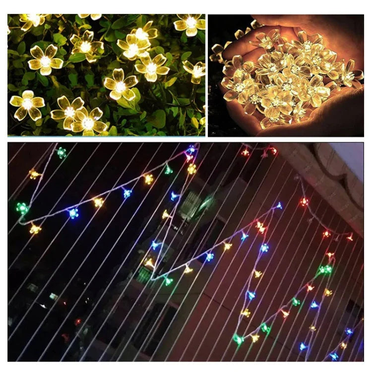 6m 40 LEDs Kirschblüten-Weihnachtsdekorationslicht, batteriebetrieben, 6m Buntes Licht, 6m Warmweißes Licht