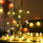 6m 40 LEDs Kirschblüten-Weihnachtsdekorationslicht, batteriebetrieben, 6m Buntes Licht, 6m Warmweißes Licht