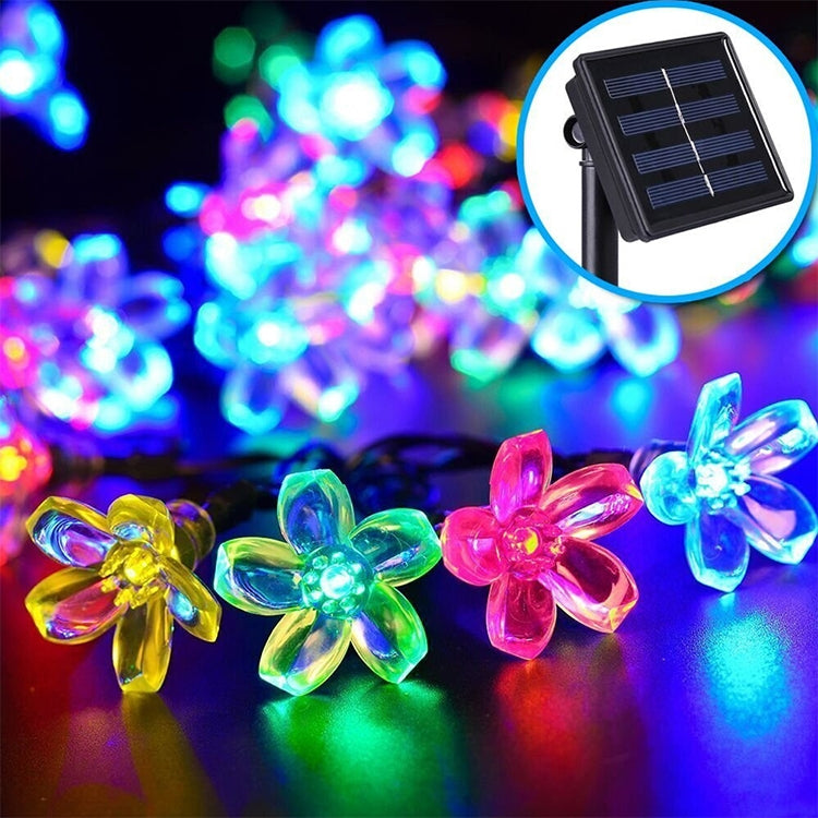 Pfirsichblütenform 50 LEDs Außen Garten Wasserdichte Weihnachts-Frühlingsfest-Dekoration Solar-Lichterkette