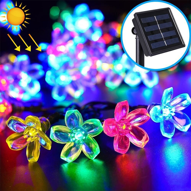 Pfirsichblütenform 50 LEDs Außen Garten Wasserdichte Weihnachts-Frühlingsfest-Dekoration Solar-Lichterkette