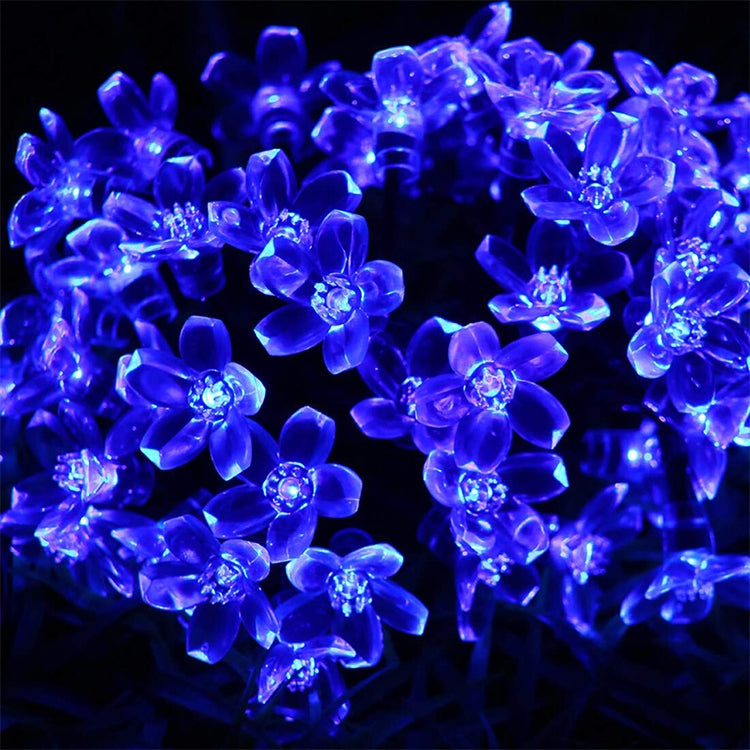 Pfirsichblütenform 50 LEDs Außen Garten Wasserdichte Weihnachts-Frühlingsfest-Dekoration Solar-Lichterkette