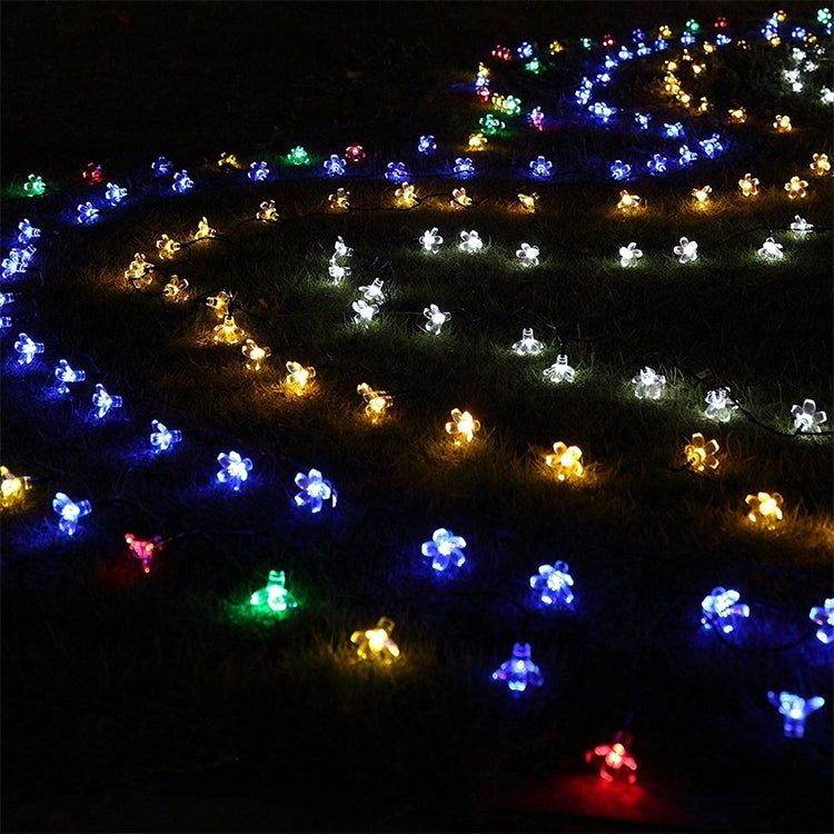 Pfirsichblütenform 50 LEDs Außen Garten Wasserdichte Weihnachts-Frühlingsfest-Dekoration Solar-Lichterkette