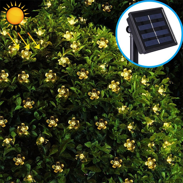 Pfirsichblütenform 50 LEDs Außen Garten Wasserdichte Weihnachts-Frühlingsfest-Dekoration Solar-Lichterkette