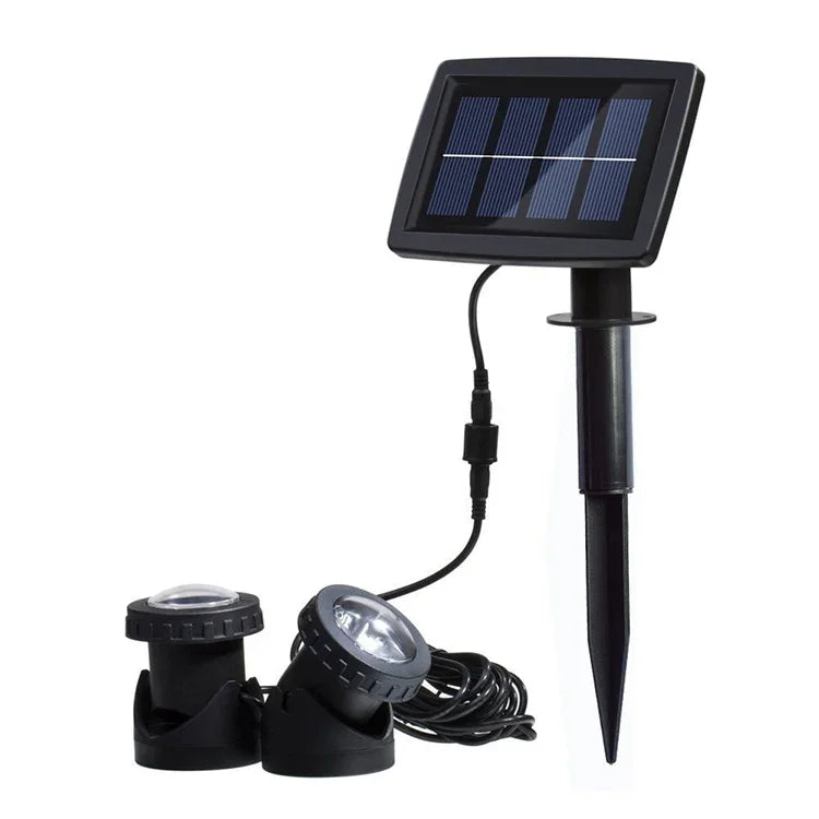 Wasserdichter LED-Solar-Unterwasserstrahler für Außenbereiche, zwei Köpfe