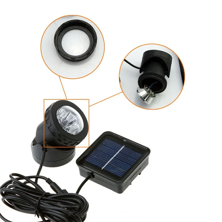 Wasserdichter LED-Solar-Unterwasserstrahler für Außenbereiche, zwei Köpfe