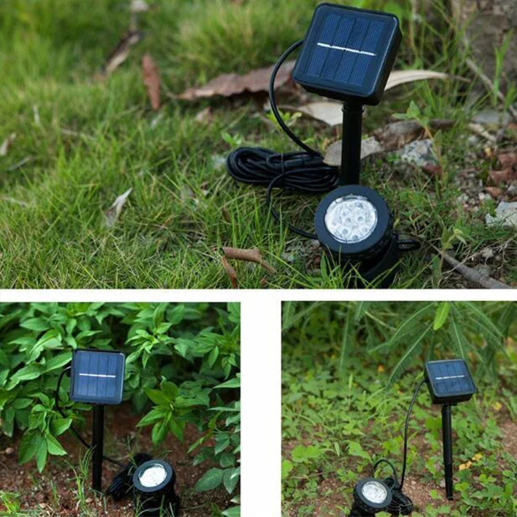 Wasserdichter LED-Solar-Unterwasserstrahler für Außenbereiche, zwei Köpfe