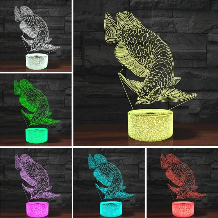 Fischform 3D Bunte LED Vision Tischlampe, USB Touch Version, USB Touch Version