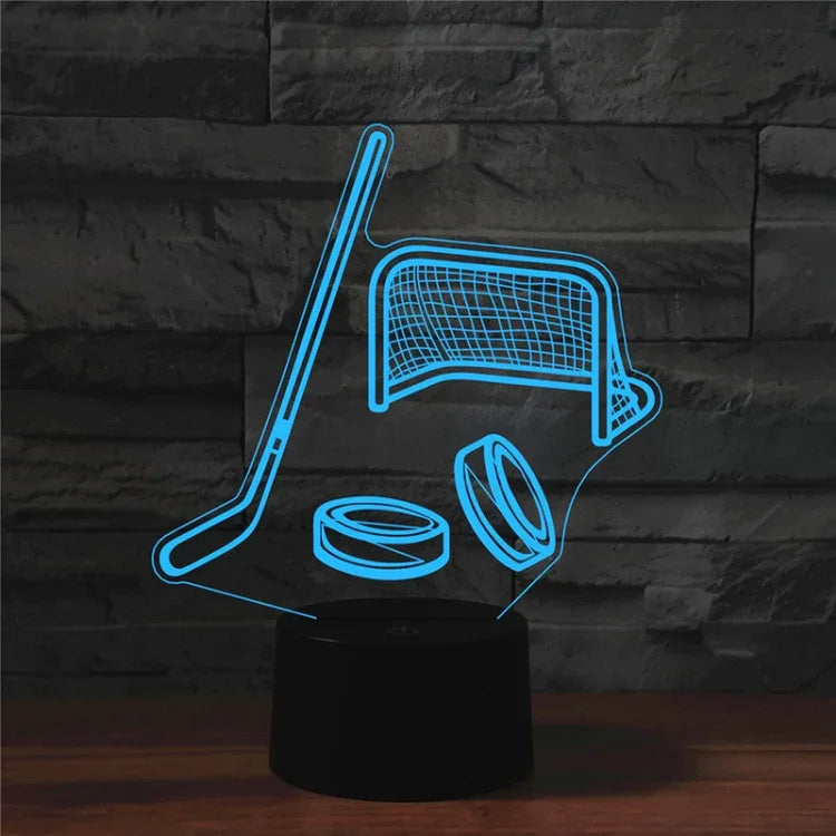 Ice Hockey Form 3D Buntes LED-Visionslicht Tischlampe, Touch-Version zum Aufladen, Touch-Version zum Aufladen