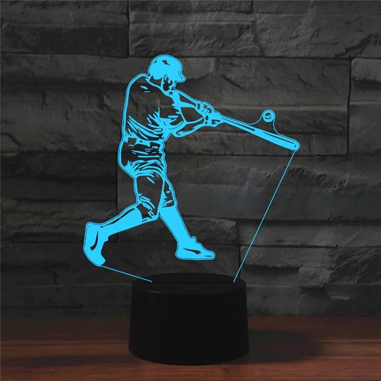 Playing Baseball Form 3D Bunte LED-Vision Licht Tischlampe, USB Touch Version, USB Touch Version