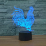 Cock Shape 3D Bunte LED Vision Licht Tischlampe, Crack Touch Version, Crack Touch Version