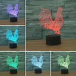 Cock Shape 3D Bunte LED Vision Licht Tischlampe, Crack Touch Version, Crack Touch Version