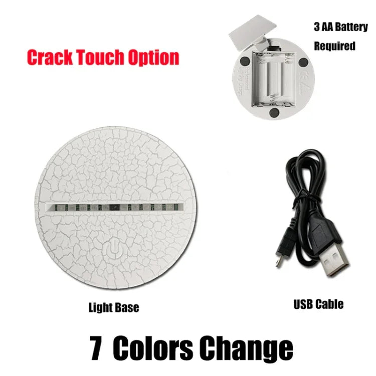Cock Shape 3D Bunte LED Vision Licht Tischlampe, Crack Touch Version, Crack Touch Version