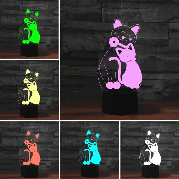 Katzenform 3D Bunte LED Vision Tischlampe, Touch-Version zum Aufladen, Touch-Version zum Aufladen