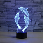 Three Dolphins Shape 3D Colorful LED Vision Light Table Lamp, Crack Touch Version, Crack Touch Version