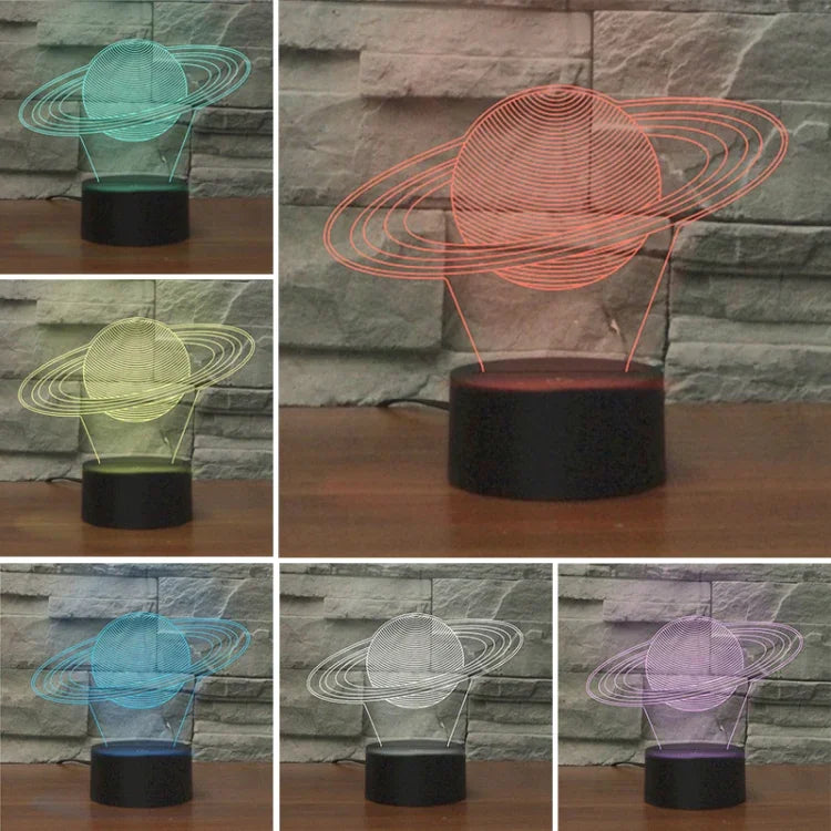 Saturn Form 3D Bunte LED Vision Licht Tischlampe, USB Touch Version, USB Touch Version