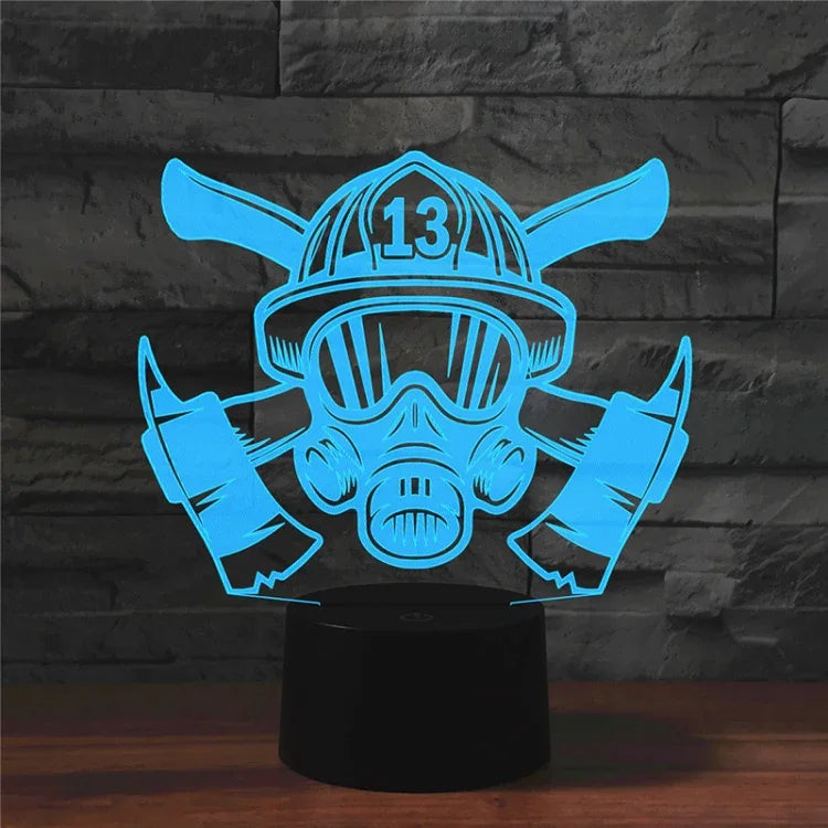 Feuerwehr Form 3D Buntes LED-Visionslicht Tischlampe, USB-Touch-Version