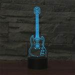 Fünfsaitige Gitarrenform 3D Bunte LED Visuelle Tischlampe, USB Touch-Version, USB Touch-Version