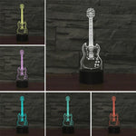 Fünfsaitige Gitarrenform 3D Bunte LED Visuelle Tischlampe, USB Touch-Version, USB Touch-Version