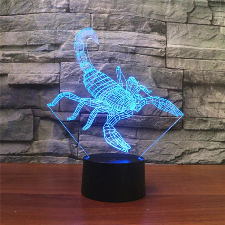 Skorpion Form 3D Buntes LED-Visionslicht Tischlampe, USB Touch Version, USB Touch Version